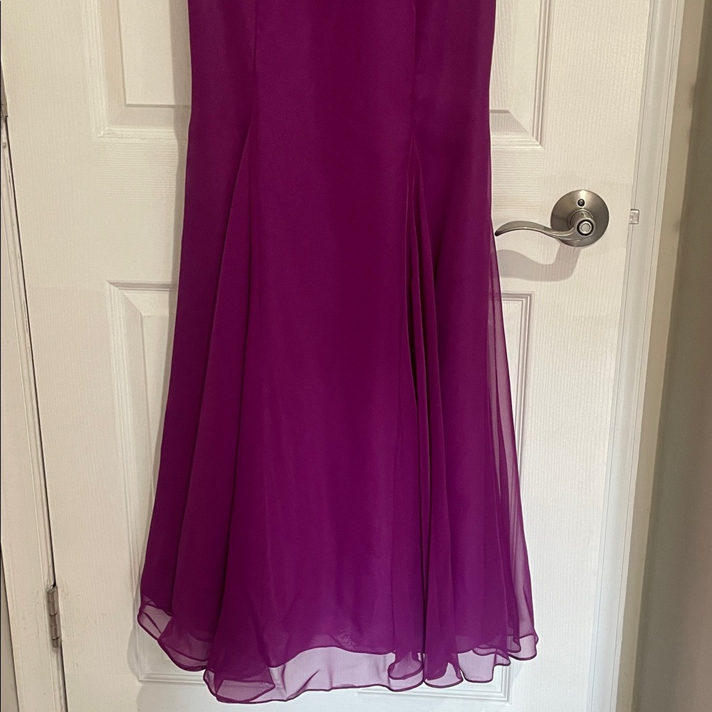 Impression Bridal- Passion/Gray Spaghetti-Strap Evening Gown with Waistband NWT! - Picture 3 of 14
